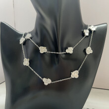 (20-piece flower necklace [silver diamond + split flower], 13mm) 90cm long 20-flower classic four-leaf clover 18K gold non-fading necklace
