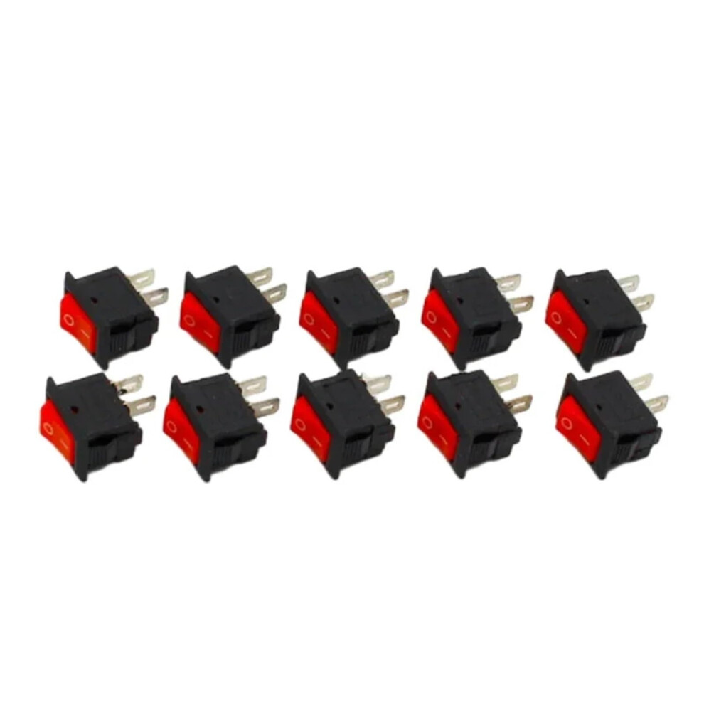 10Pcs Red Mini Spst Rocker Switch 3A 250V 10X15mm Easy On/Off For Car Truck Rv Boat Dashboard 9382693816979