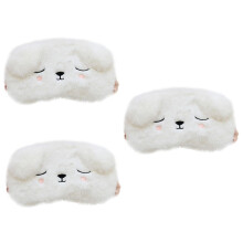 Dog Travel Sleep Eye Mask 3Pack Cooling Plush Blindfold Cartoon Eye Patches White For Relaxation
