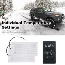 12V Carbon Fiber Seat Heater Kit for 2 Seats, 5 Gears, Safe Warmer
