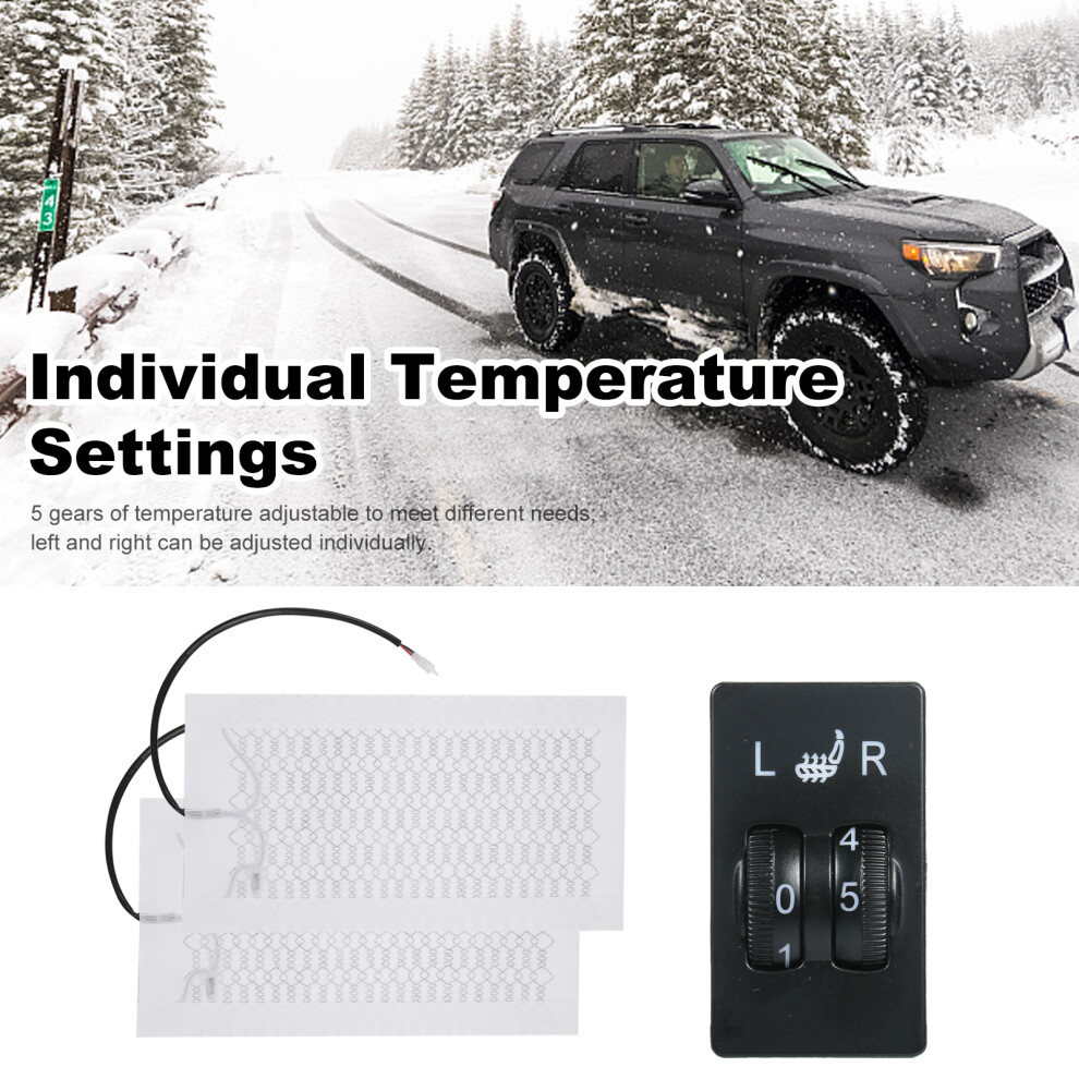 12V Carbon Fiber Seat Heater Kit For 2 Seats, 5 Gears, Safe Warmer 7901381624805