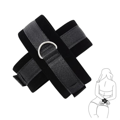 Handcuffs Leather BDSM Cuffs Cross Binding Black Adjustable Restraints For Couples