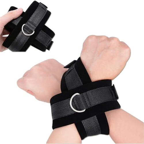 Handcuffs Leather BDSM Cuffs Cross Binding Black Adjustable Restraints For Couples 2