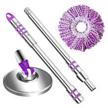 Quick Dry Spin Mop with Stainless Steel Telescopic Handle and 360 Rotating Washable Pad for Hardwood and Tile Floors