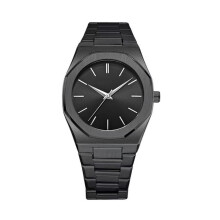 (All black silver needle) New Quartz Butterfly Double Button Men's Watch