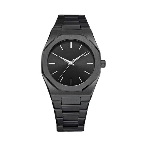 (All black silver needle) New Quartz Butterfly Double Button Men's Watch