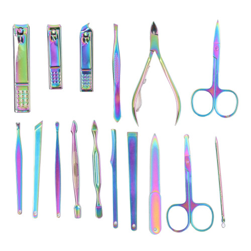 16Pcs Stainless Steel Multifunction Manicure Set with High Sharpness Clipper