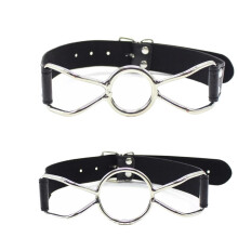 Flirting Ring Gag Open Mouth With ORing Leather Bondage Restraints For Couples Roleplay Size S  Leather