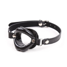 PU Leather Lips Ring Open Mouth Gag With Silicone Ball  BDSM Bondage Sex Toy Model S007Jblack Black For Couples