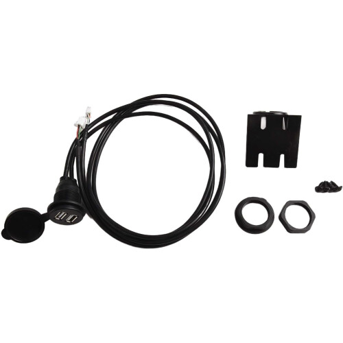 AutoDualUSBSocket, ABS AntiCorrosion FlushMount Charging Port with 4  6Pin Connector, QuickInstall Dashboard Mount (Black) 1
