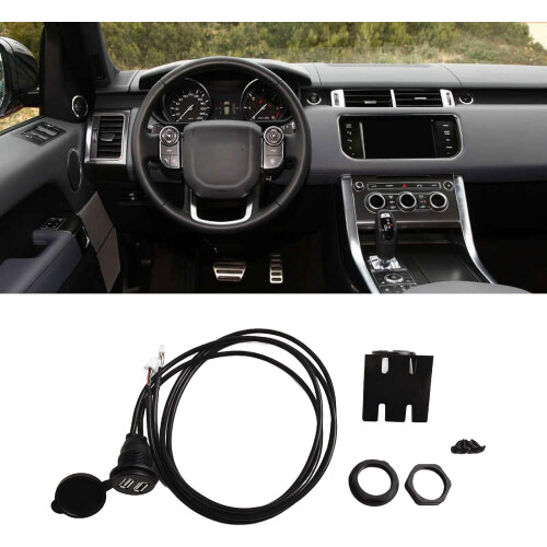 AutoDualUSBSocket, ABS AntiCorrosion FlushMount Charging Port with 4  6Pin Connector, QuickInstall Dashboard Mount (Black) 2