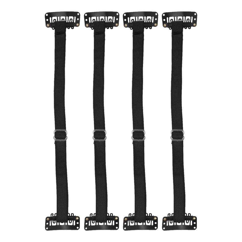 4PCS Adjustable Elastic Face Lift Bands with Hairclip Black