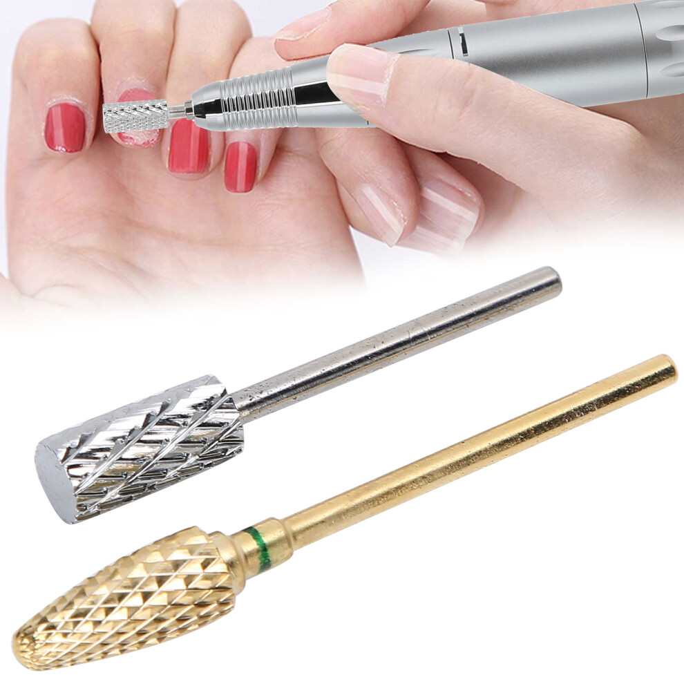 2pcs Tungsten Steel Nail Drill Bits Set for Manicure & Pedicure, 2.35mm