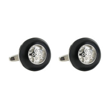 Cufflinks Shirt Stainless Steel, Men's Cufflinks Star with Zirconia and Black Epoxy Silver Cufflinks Shirts with Cufflinks Box