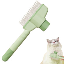 Cat Dog Knot Comb Pet Grooming Comb For Cats And Dogs Button Function Large Size Steel Needle Green Flea Removal