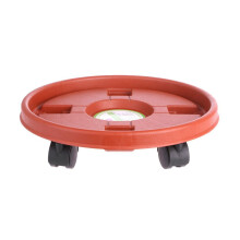 Longlasting flower tray with wheels, round, plastic saucer for garden, sturdy holder, does not deform
