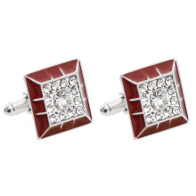 Men's Cufflinks Alloy Square with Zirconia Cufflinks for Men Red