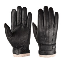 Herenhandschoenen voor het autorijden, motorhandschoenen met wollen voering en verbeterd materiaal, stijlvolle winterhandschoenen met een zachte
