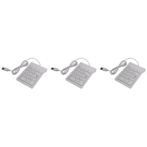 3X  USB Wired Numeric Keypad Numpad 18 Keys Digital Keyboard for Accounting Teller Laptop Windows Android (White)
