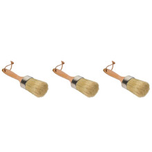 3X Pinceau à Craie et Cire Grand 2-En-1 Rond Poils Naturels Outil de Peinture pour Bricolage Meubles Pochoirs DéCor à la Maison