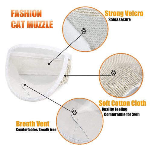 Breathable Transparent PVC Cat Muzzle for Small Cats, Safe & Prevent Bites 2