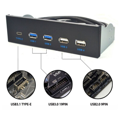 3pcs 5.25 Inch Usb3.1 Gen2 Front Panel Usb Hub 2  Usb3.0+2  Usb2.0+1 Port Type-C with Type-E Connector 2