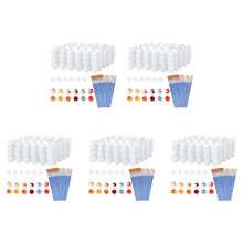 100 Strips 600 Pots Empty Paint Strips 100 Pieces Paint Brushes,Paint Cup Clear Plastic Storage Containers,3Ml/0.17Oz