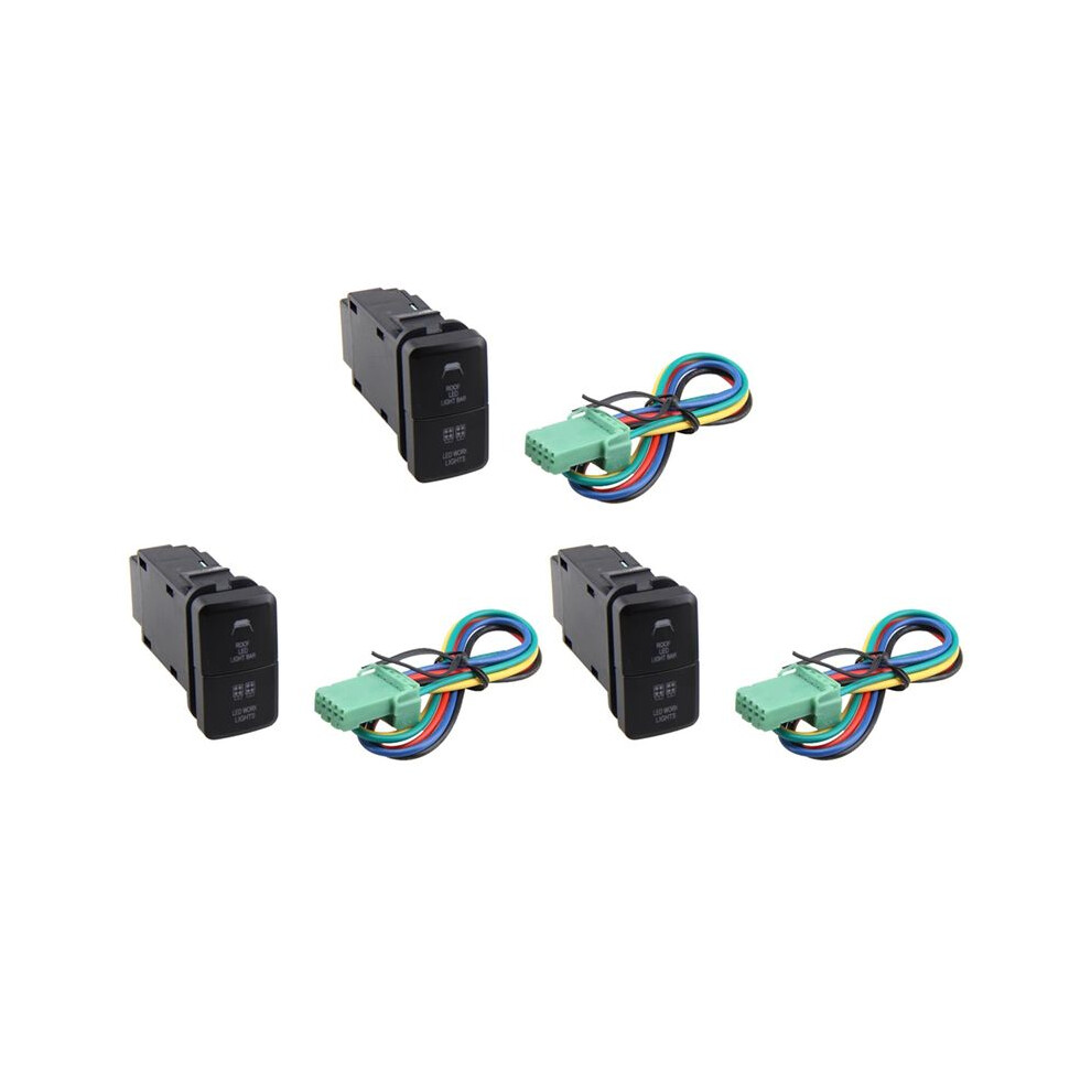 3X 12V Car Dual Led Bar / -Off Push Button For Prado Reiz Hilux Landcruiser Button Light/Green 6131313587538