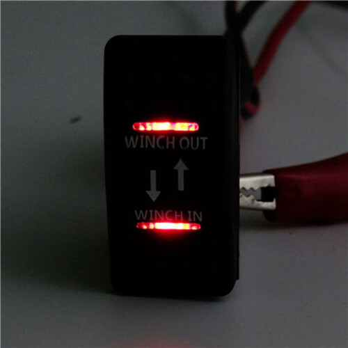 10X 12V 20A Winch in Winch Out -OFF- Rocker  7 Pin LED RED 2