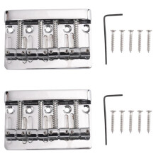 2X 4 String Hardtail Bass Guitar Bridge for Precision Jazz Bass PB JB Style Bass, Chrome