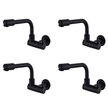 4X 360 Degree Rotating Black Wall Mounted Single Cold Water Mixer Solid Brass Sink Basin Faucet Mop Pool Water Taps