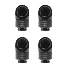 4 Pcs 12.9mm G1/4 Thread 90 Degree Rotary Tube Connector Fitting for Pc Water Cooling Black