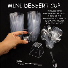 Pack of 150 Dessert Cups with Spoons, 60Ml Dessert Bowls Set, DIY Plastic Dessert Cups, Reusable Trapezoid Cups Set