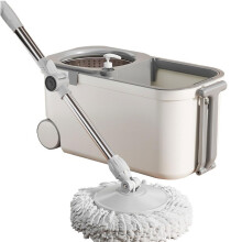 Spin Mop and Bucket with Wringer Set, 360 Rotating Floor Cleaning System with Wheels and 4 Microfiber Heads