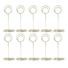Suporte de mesa reutilizável para fotos, recados e anotações, com acabamento em metal dourado, material de ferro resistente à ferrugem.