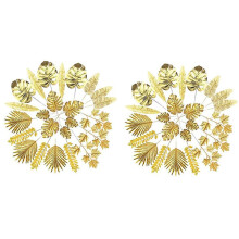 48Pcs Artificial Leaves Gold Leaves Golden Tropical Plants Leaves for Wedding Home DIY Decorations Supplies