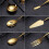 12-Piece Serving Flatware Silverware Set, Serving Utensil Set,Include Cake Server, Slotted Serving Spoon Gold 3