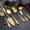 12-Piece Serving Flatware Silverware Set, Serving Utensil Set,Include Cake Server, Slotted Serving Spoon Gold 7