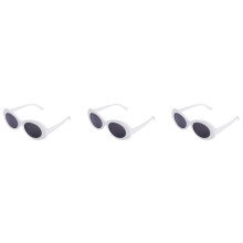 3X Vintage Oval Sonnenbrille Frauen Retro Sonnenbrille Mann Mode Weiblich Maennlich BrillenUV400 Sun Glas Weiss S17022