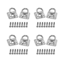 8Pcs Square Swivel Pad Eye Rotatable Ceiling Hook Wall Mounted Hook Stainless Steel Eye Pad Plate (with Screws)