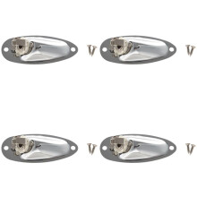 4Pcs Boat Guitar Jack 1/4 Inch Input Output Jack Plate Socket 6.35mm Chrome Silver for FD Strat Style Guitar Parts