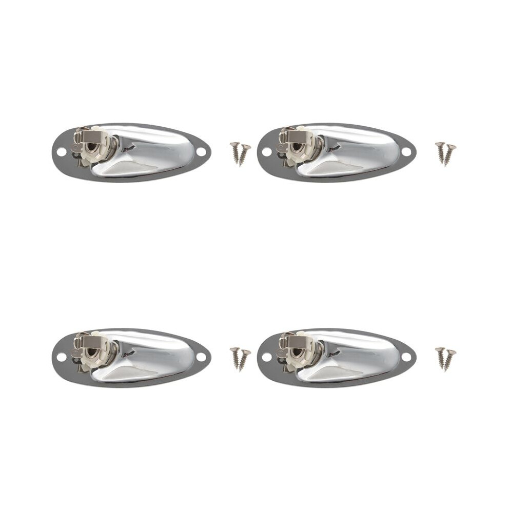 4Pcs Boat Guitar Jack 1/4 Inch Input Output Jack Plate Socket 6.35Mm Chrome Silver For Fd Strat Style Guitar Parts 4713782023896
