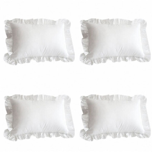 4X  Cotton Ruffle Pillowcase Ruffled Pillow Cover White Pillow Case