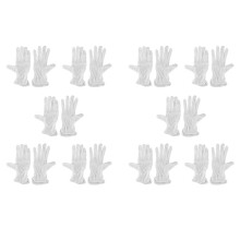 10X Coppia Guanti di Guida di Lavoro in Cotone Bianco Antisdrucciolo Protettivo