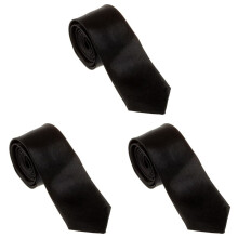 3X Neutro Legame Casuale Sottile Sottile Stretto Collare Cravatta - Nero