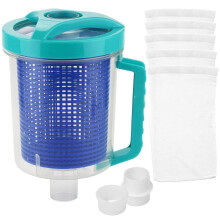 Pool Flat plastic container, plastic flat container for pool vacuum with mesh basket maintenance tool, suction manual and automatic cleaning agent.