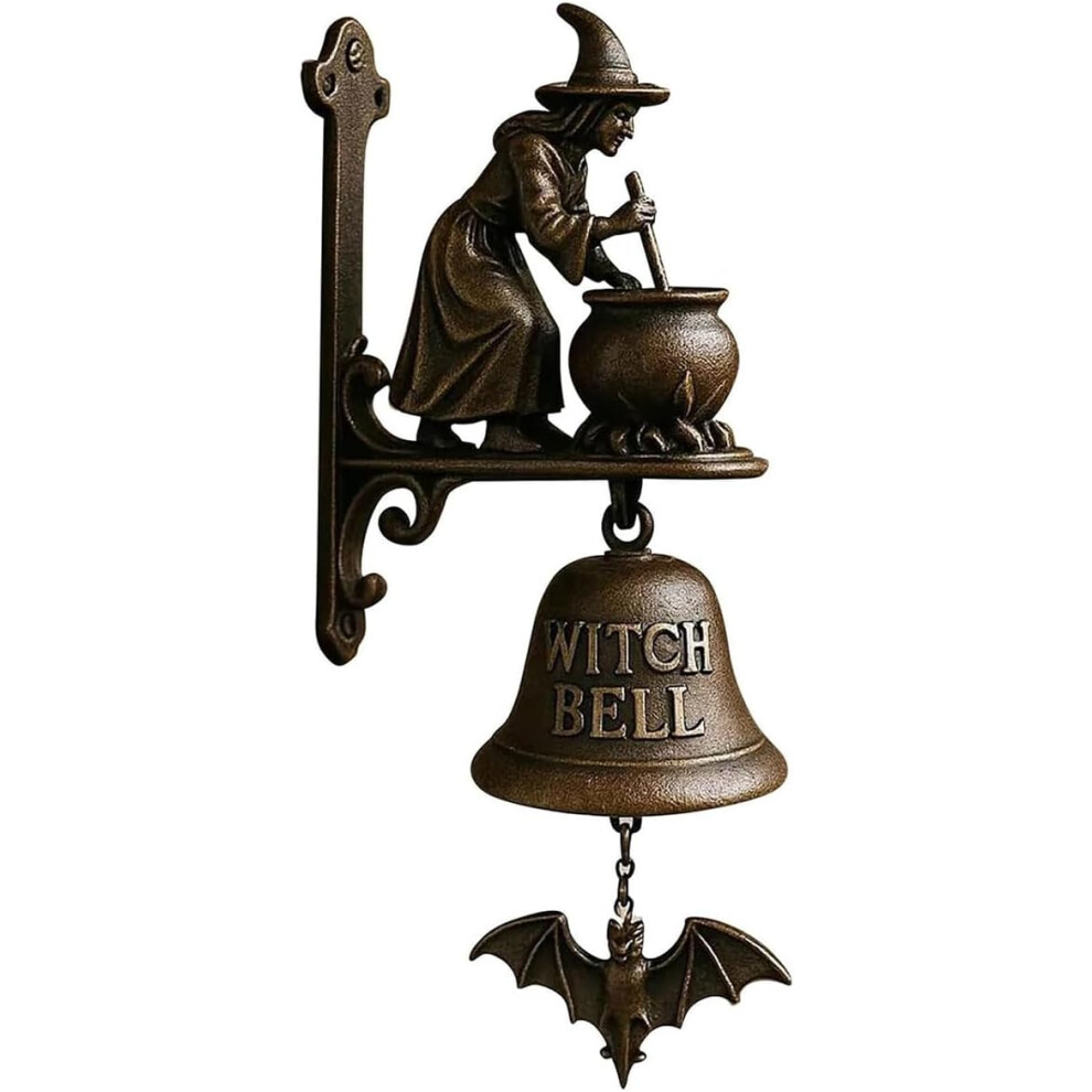 (B) Vintage Witch Doorbell, Halloween Witch Bells For Door Decorative Hanger 749655461049