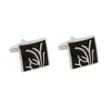 Cufflinks Shirt Stainless Steel, Square Men's Cufflinks with Black Epoxy Silver Cufflinks Shirts with Cufflinks Box