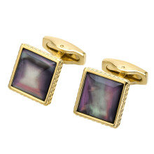 Cufflinks Shirt Stainless Steel Cufflinks Men's Square with Shell Gold Silver Cufflinks Shirts with Cufflinks Box