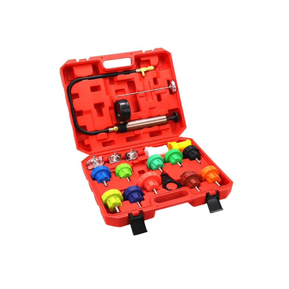 18Pcs Radiator Pressure Leakage Tester Tool Kit, Cooling System Water Tank Leak Test Detector Set With Hand Pump 6033990958185